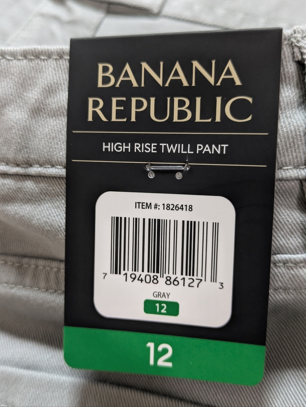 NEW! Women’s Banana Republic High Rise Twill Pants - Gray Size 12 Casual - Picture 10 of 13